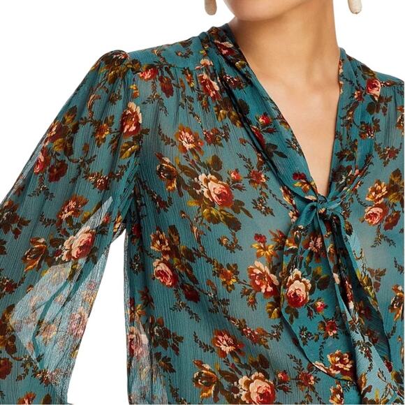 PAIGE Clemency Silk Blouse Green Size Medium NWT - Picture 14 of 15